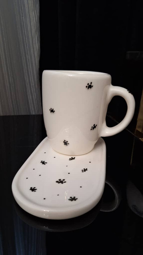 ماگ_تخت سرو بلوم طرح گربه دست ساز سرامیکی